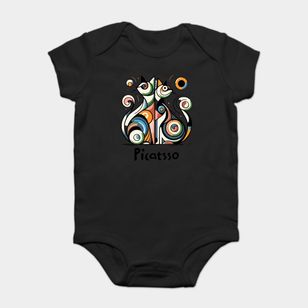 Dual Picatsso Geometric Abstract Cats Baby Bodysuit by Luxinda